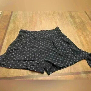 Free People Navy Print Pull On Shorts with side ties